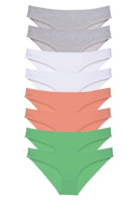 Ethab Ticaret Glb-Stl41414 8 Adet Süper Eko Set Likralı Kadın Slip Külot Gri Beyaz Pudra Yeşil