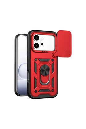 Evimdeyokyok Huawei Honor 600 Pars Lens Yüzüklü Silikon - Kırmızı