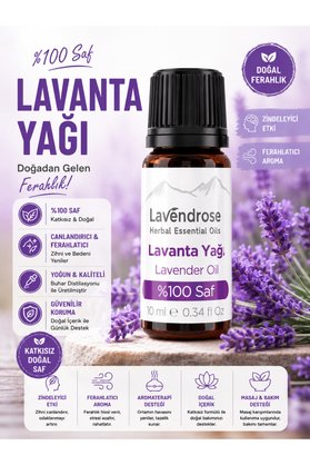Lavendrose Lavanta Yağı %100 Saf - Bitkisel Aromaterapi Lavanta Uyku Ve Stres Yağı 10Ml - Uçucu Yağ