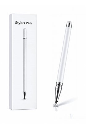 Eldenör Oppo A96 Uyumlu Dokunmatik Stylus Kalem Disk Uçlu Hassas Beyaz Tablet Telefon Çizim Kalemi