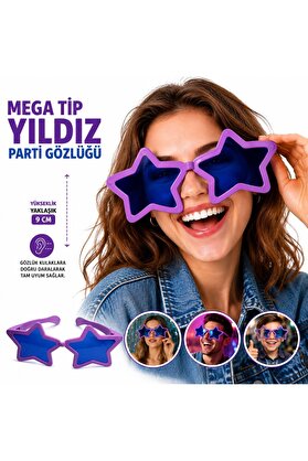 Evi̇mdeyokyok Mega Ti̇p Yıldız Parti̇ Gözlüğü Mor Renk