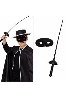 Ethab Ticaret Glb-Stl41414 Zorro Kostüm Plastik Aksesuar Seti – Maske Ve (67 Cm)