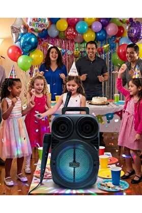 Ethab Giyim Kablosuz Karaoke Hoparlör Mikrofonlu Rgb Işıklı Bluetooth Speaker Usb Tf Kart De - Glst3450-731