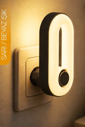 Telvesse Gece Lambası Halka Tip 2 MOD Sarı-Beyaz Işık Tuşlu Koridor Hol Işığı Uyuma Işığı Siyah K6760