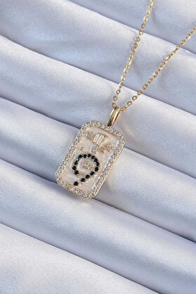 Ethab Giyim 316L Çelik Zincir Altın Renk Zirkon Taşlı Minimal Papatya Figürlü Tarot Kolye - Glst5897-348