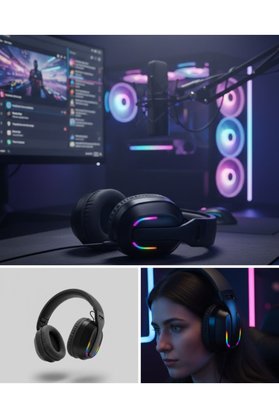 Ethab Giyim Wireless Kulaklığı Rgb Işıklı Uzun Bataryalı Mikrofonlu Headset - Glst8009-4801
