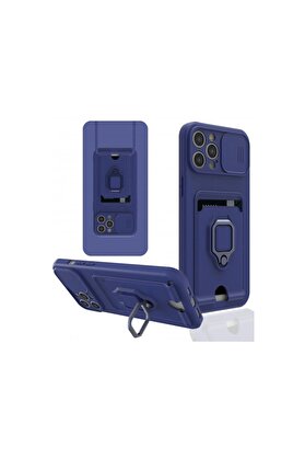 Ethab Ticaret Glb-Stl41414 İphone 12 Pro Max Kılıf Zuma Kartvizitli Yüzüklü Silikon - Lacivert