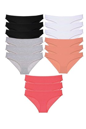 Ethab Ticaret Glb-Stl41414 15 Adet Süper Eko Set Likralı Kadın Slip Külot Siyah Gri Beyaz Pudra Fuşya