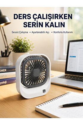 Ethab Giyim Şarjlı Masaüstü Fan 3 Kademeli Güçlü Hava Akışı - Glst9190-3926