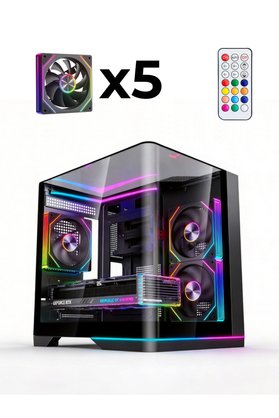 Revenge Nova Plus Curved 5xARGB Fanlı Kumandalı USB 3.0 Temperli Cam Panoramik Akvaryum Gaming Bilgisayar Kasası