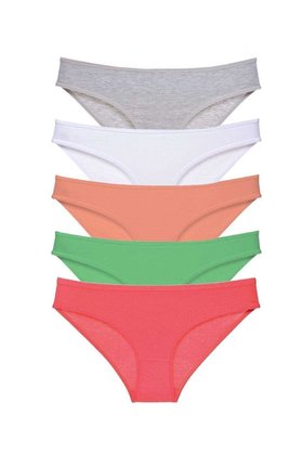 Ethab Ticaret Glb-Stl41414 5 Adet Süper Eko Set Likralı Kadın Slip Külot Gri Beyaz Pudra Yeşil Fuşya