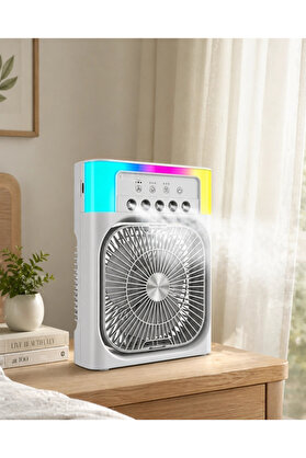 Toptan Bulurum Su Buharlı Mini Klima Fan Rgb Işıklı Taşınabilir Serinletici