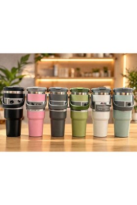 Ethab Ticaret Glb-Stl41414 700 Ml Taşıma Kulplu Paslanmaz Çelik Termos Mug - Vakumlu Isı Yalıtımlı Bardak Alk4628