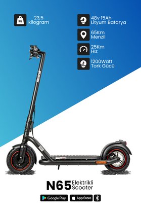 Electroll N65 Elektrikli Scooter 1200 Watt Yenilikçi Teknoloji Zarif Tasarım Üstün Konfor Güvenli Sürüş