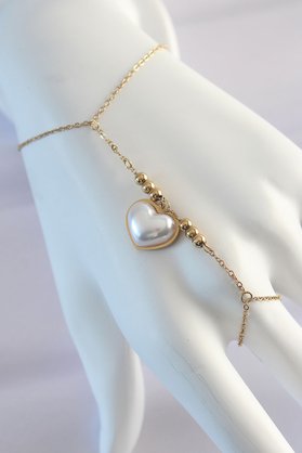 Geneloem 316L Çelik Gold Renk Beyaz Bubble Kalp Tasarımlı Şahmeran 5886 - Stepco8442-5424