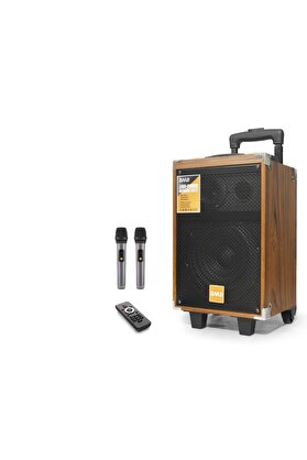 Evi̇mdeyokyok Bluetooth Hoparlör Fm Radyo 8 Inç Usb Tf Aux Çi̇ft Mi̇krofonlu Kumandalı - Ahşap Bq8