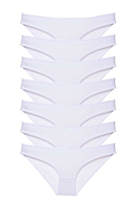 Ethab Ticaret Glb-Stl41414 7 Adet Süper Eko Set Likralı Kadın Slip Külot Beyaz