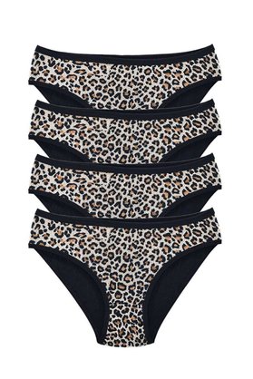 Ethab Ticaret Glb-Stl41414 4 Adet Leopar Desenli Likralı Yumuşak Dokulu Kadın Slip Külot