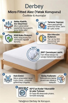 Derbey 70X120 Cm Fitted Yatak Koruyucu Alez Sıvı Geçirmez Bebe Micro Kumaş