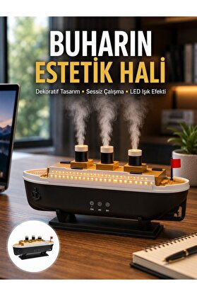 Ethab Giyim Dekoratif Gemi Modeli 7 Renk Işıklı Hava Nemlendirici Ve Oda Kokusu Difüzörü Y - Glst2215-326