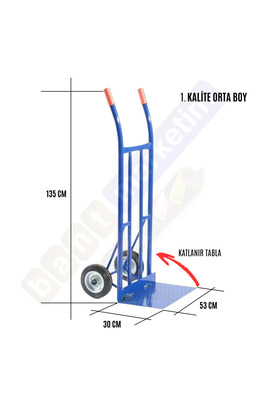 Evi̇mdeyokyok Orta Boy Katlanır Tablalı Yük Ve Koli̇ Taşıma El Arabası