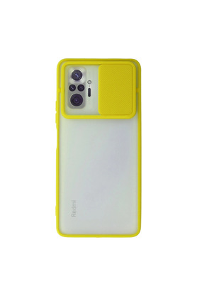 Evimdeyokyok Xiaomi Redmi Note 10 Pro Kılıf Palm Buzlu Kamera Sürgülü Silikon - Sarı