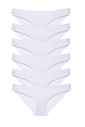 Ethab Ticaret Glb-Stl41414 6 Adet Süper Eko Set Likralı Kadın Slip Külot Beyaz