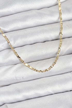 Ethab Giyim Cm 14K Gold Renk Lazerli Zincir Model Kadın Kolye 5886 - Glst2141-7880