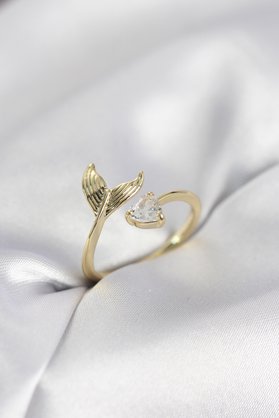 Ethab Giyim Balık Kuyruğu Model Gold Renk Zirkon Taşlı Kadın Yüzük 5886 - Glst1100-1761
