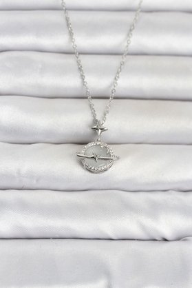 Evimdeyokyok 316L Çelik Zincir Gümüş Renk Gezegen Model Kadın Kolye Tj-Bko11103