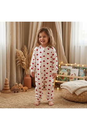Monvoi Kids Bebek & Çocuk Çift Kat Elyafsız Kalpli 1.0 Tog Uyku Tulumu