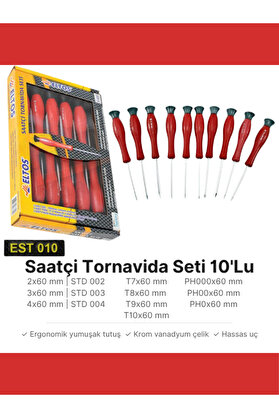 Eltos Saatçi Tornavida Seti 10parça/klemens Düz-tork-yıldız Set/yapıtaşı Yapı Market