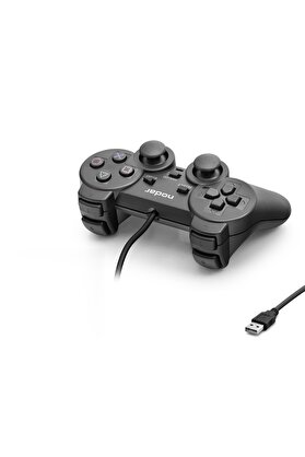 Evi̇mdeyokyok Pc Uyumlu Kablolu Usb Gamepad Oyun Kolu - Si̇yah Nd401
