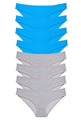 Ethab Ticaret Glb-Stl41414 8 Adet Eko Set Likralı Kadın Slip Külot Gri Ve Mavi