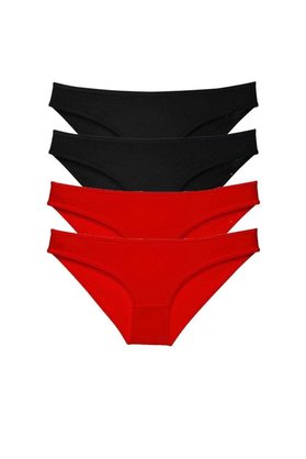 Ethab Ticaret Glb-Stl41414 4 Adet Süper Eko Set Likralı Kadın Slip Külot Siyah Kırmızı