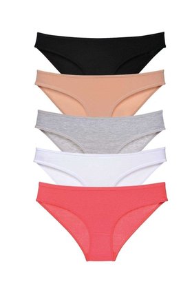 Ethab Ticaret Glb-Stl41414 5 Adet Süper Eko Set Likralı Kadın Slip Külot Siyah Ten Gri Beyaz Fuşya