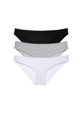 Ethab Ticaret Glb-Stl41414 3 Adet Süper Eko Set Likralı Kadın Slip Külot Siyah Gri Beyaz