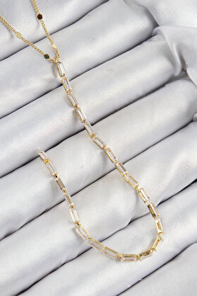 Ethab Giyim Pirinç Zirkon Taşlı Model Gold Renk Y Kolye 5886 - Glst9923-9309