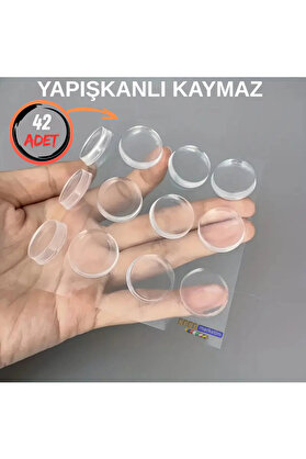 Evi̇mdeyokyok Mobi̇lya Dolap Kapağı Ses Önleyi̇ci̇ Cam Kesme Tahtası Ayağı Şeffaf Yapışkanlı Stoper Ayak 42 Adet