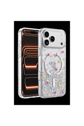 Ethab Ticaret Glb-Stl41414 Onegif İphone 17 Pro Max Misk Simli Magsafe Kapak - Desen 4