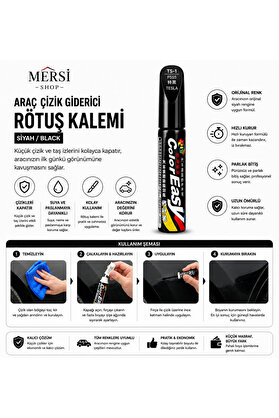 Mersi SHOP Araç Çizik Giderici Rötuş Kalemi Siyah Oto Boya Tamir Kalemi