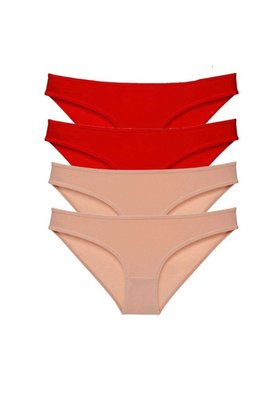 Ethab Ticaret Glb-Stl41414 4 Adet Eko Set Likralı Kadın Slip Külot Kırmızı Ten