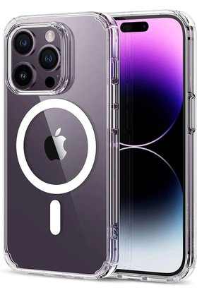 Ethab Ticaret Glb-Stl41414 Iphone 14 Pro Kılıf Kamera Lens Korumalı Magsafe Destekli Şeffaf Darbe Emici Sert Kapak