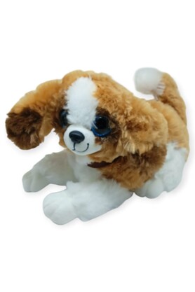Colezium Sesli Peluş Yatan Köpek 25 Cm - Kahve Beyaz - 1 Adet