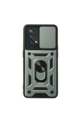 Evimdeyokyok Oppo A74 4G Kılıf Pars Lens Yüzüklü Silikon - Yeşil