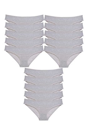 Ethab Ticaret Glb-Stl41414 15 Adet Süper Eko Set Likralı Kadın Slip Külot Gri