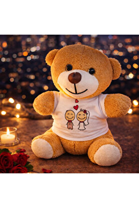 Evi̇mdeyokyok Sevi̇mli̇ Geli̇n Damat Ti̇şörtlü Peluş Oyuncak Ayıcık