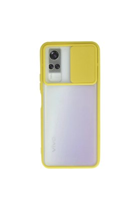 Evimdeyokyok Vivo Y53S Kılıf Palm Buzlu Kamera Sürgülü Silikon - Sarı