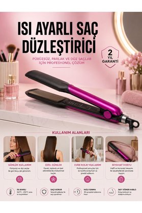 Etc Saç Düzleştirici Isı Ayarlı Seramik Kaplama Döner Kablo Yıpranma Karşıtı - Mıyng7453-3311