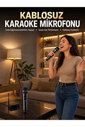 Mestore Profesyonel Kablosuz Mikrofon Seti Çift Mikrofonlu
